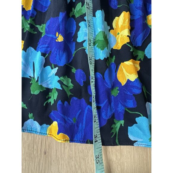 NWT Womens Zara Blue Flower Pattern Dress Elasticated Waisted V Front Large 2181 - Picture 7 of 8
